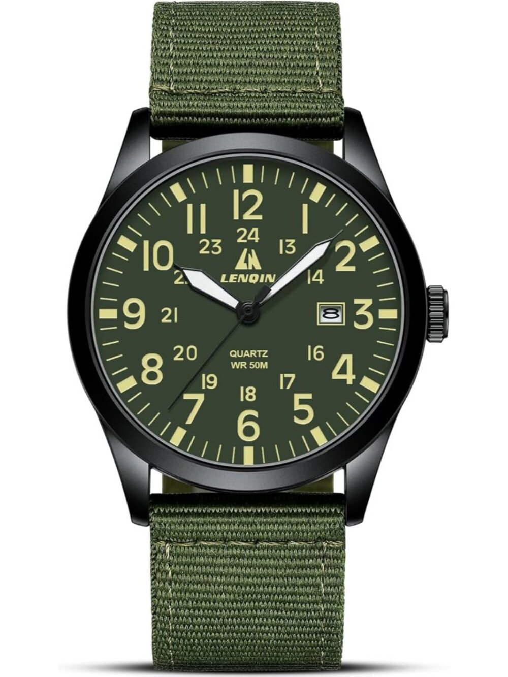 Men's Green Nylon Strap Stylish Luminous Unisex Military Tactical Casual Watch - Picture 1 of 6